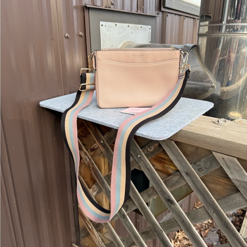 Kate Spade Crossbody Bag light pink with Striped Strap (Strap Not Original)